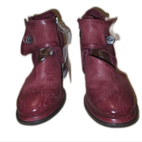 NWT AS 98 Block Chunky Heel Square toe Maroon Red Size 38 - Picture 4 of 13
